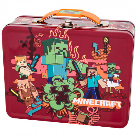 Minecraft Mobs on Fire Tin Lunchbox